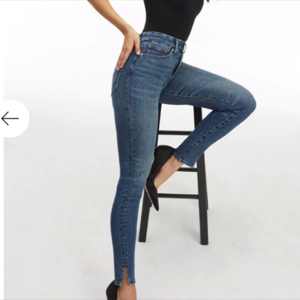 Good American Good Waist Mini Slit Blue674 NWT SZ 18